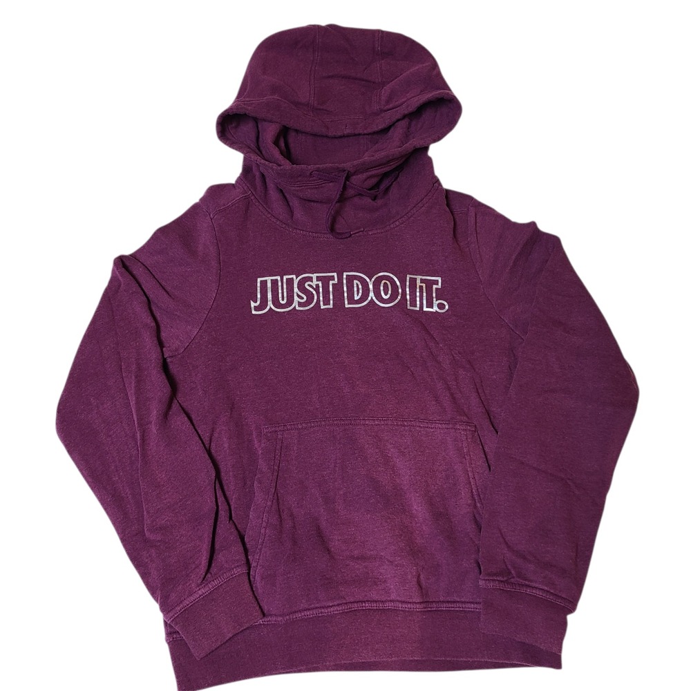 Nike Women's XS Sportwear Funnel Cowl Neck Hoodie JUST DO IT Red Sweatshirt